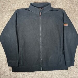 Orvis Mens XXL Black Full Zip Fleece Jacket Mock Neck Classic Collection Outdoor